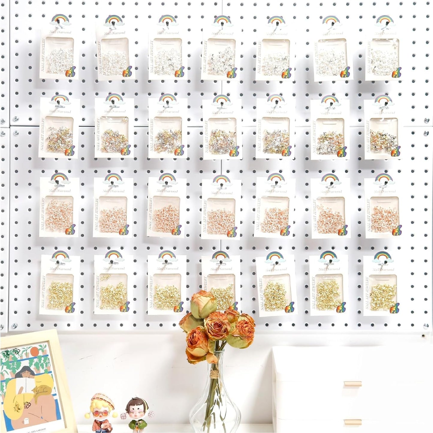 HUHOLE 50-Pack Silver Pegboard Hooks 6 Inch, Heavy Duty Matte Finish Metal Peg Board Hangers, Fits 1/8" & 1/4" Boards, Rust-Resistant Organizer for Garage, Shop, Workbench & Retail Display