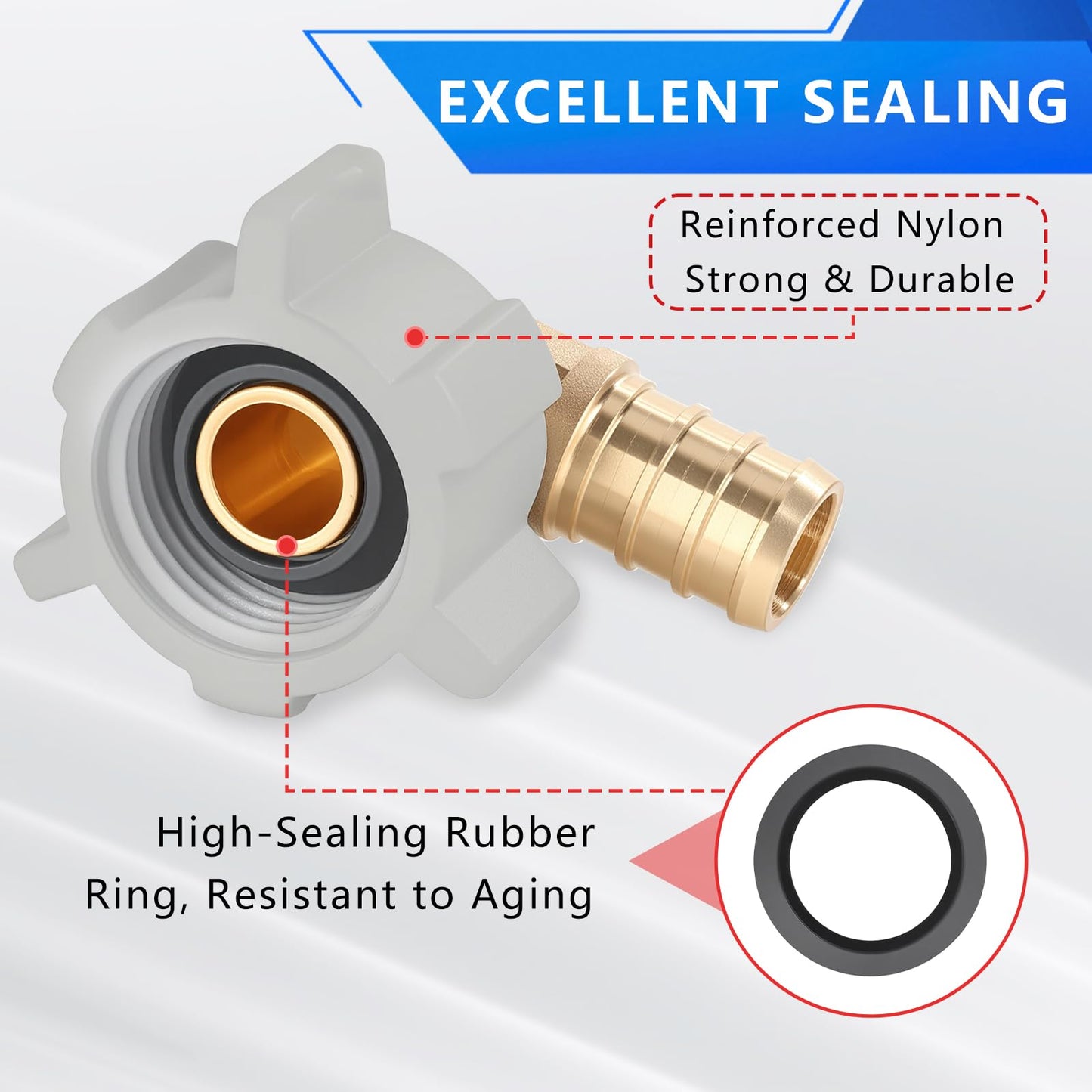 YVSKM 1/2" Pex × 1/2" Female NPT Swivel Elbow No-Lead Brass Crimp Fitting,PEX-B Compatible,10-Pack