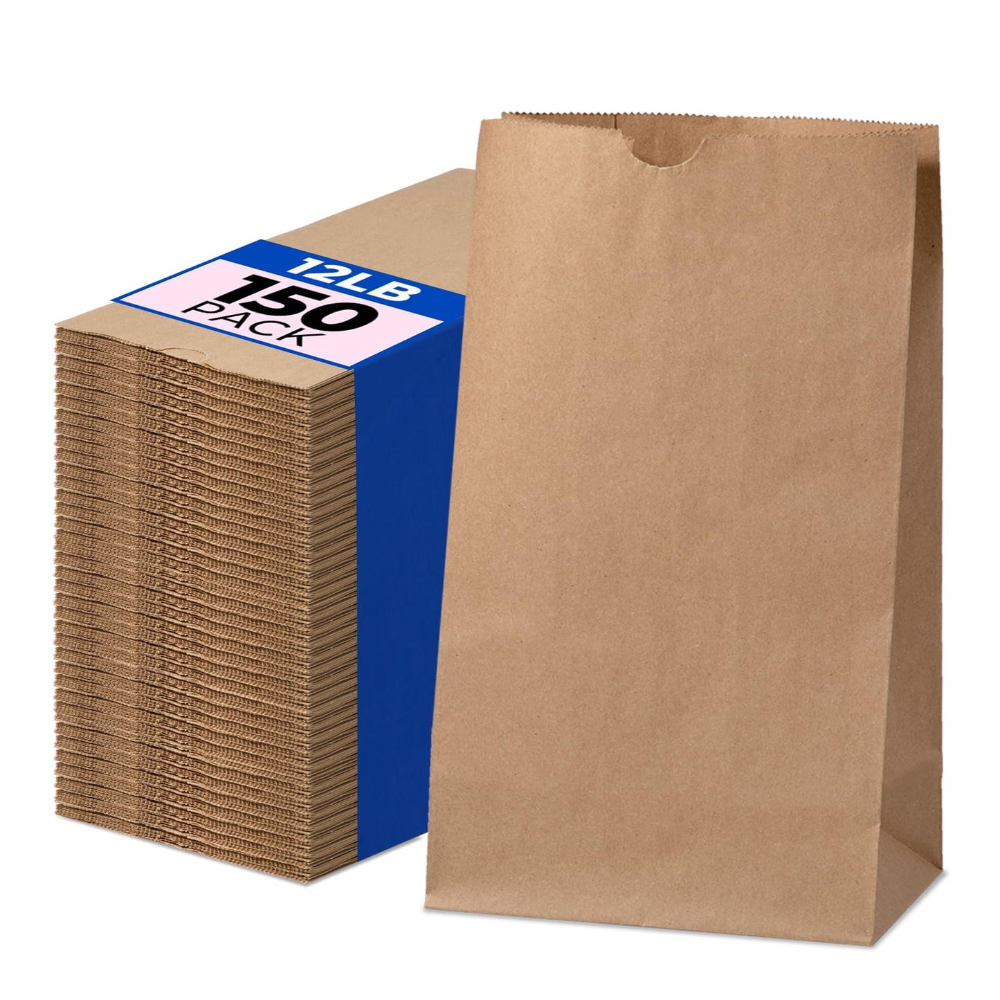 Fit Meal Prep 500 Pack 12 lb Brown Paper Lunch Bags, 13 x 7 x 4.5" Durable Paper Bags Bulk for Packing, Delivery, Take Out, Grocery, Retail Shopping, Premium Kraft Sack for Snacks, Bakery