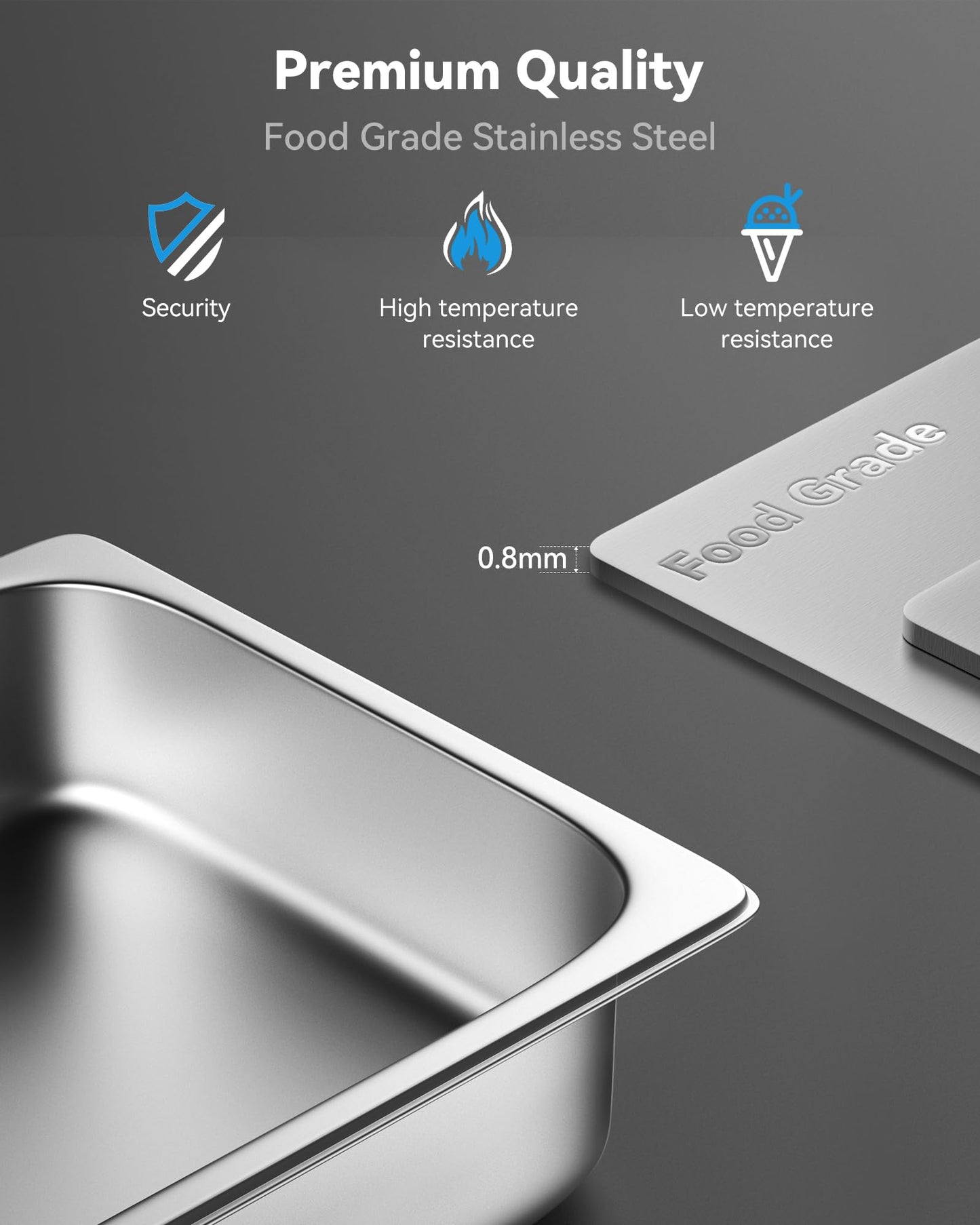 ZeroPone 6 Pack Hotel Pans, 1/3 Size 4" Deep Steam Table Pan, 22 Gauge Anti Jam Stainless Steel Steam Pan, Commercial Food Storage Containers for Catering Supplies