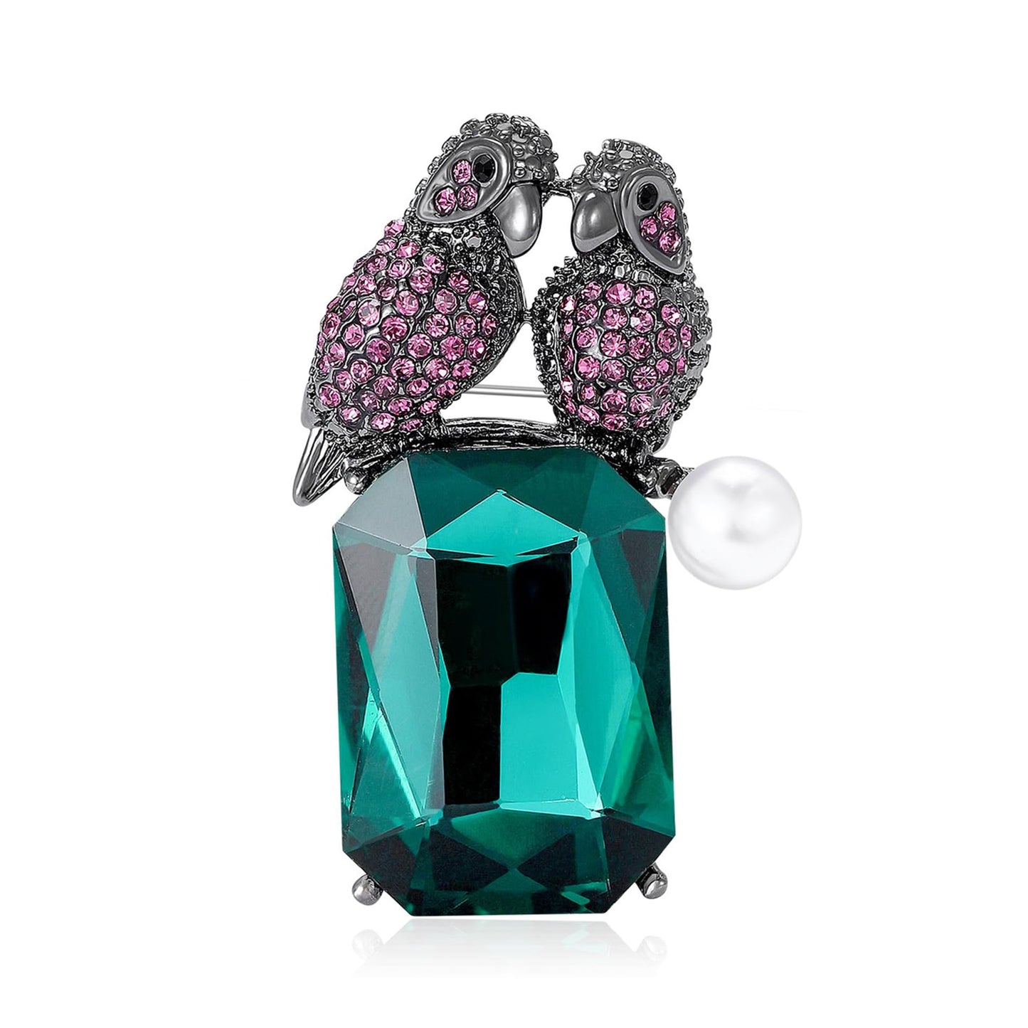 Parrot Brooch for Women Green Rhinestone Parrot Pin Animal Brooch