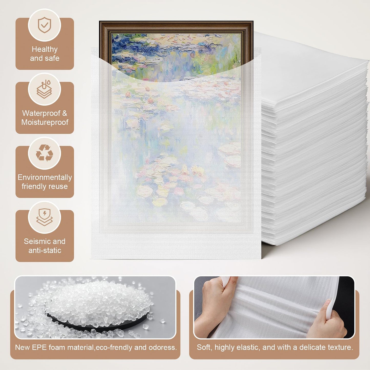200 Pack Small Foam Pouches 6x8 Inch, Cushion Foam Pouch for fragile items, Packing Supplies to Protect Glasses, Cups and Dishes, Plate Packing Sleeves for Moving, Shipping and Storage
