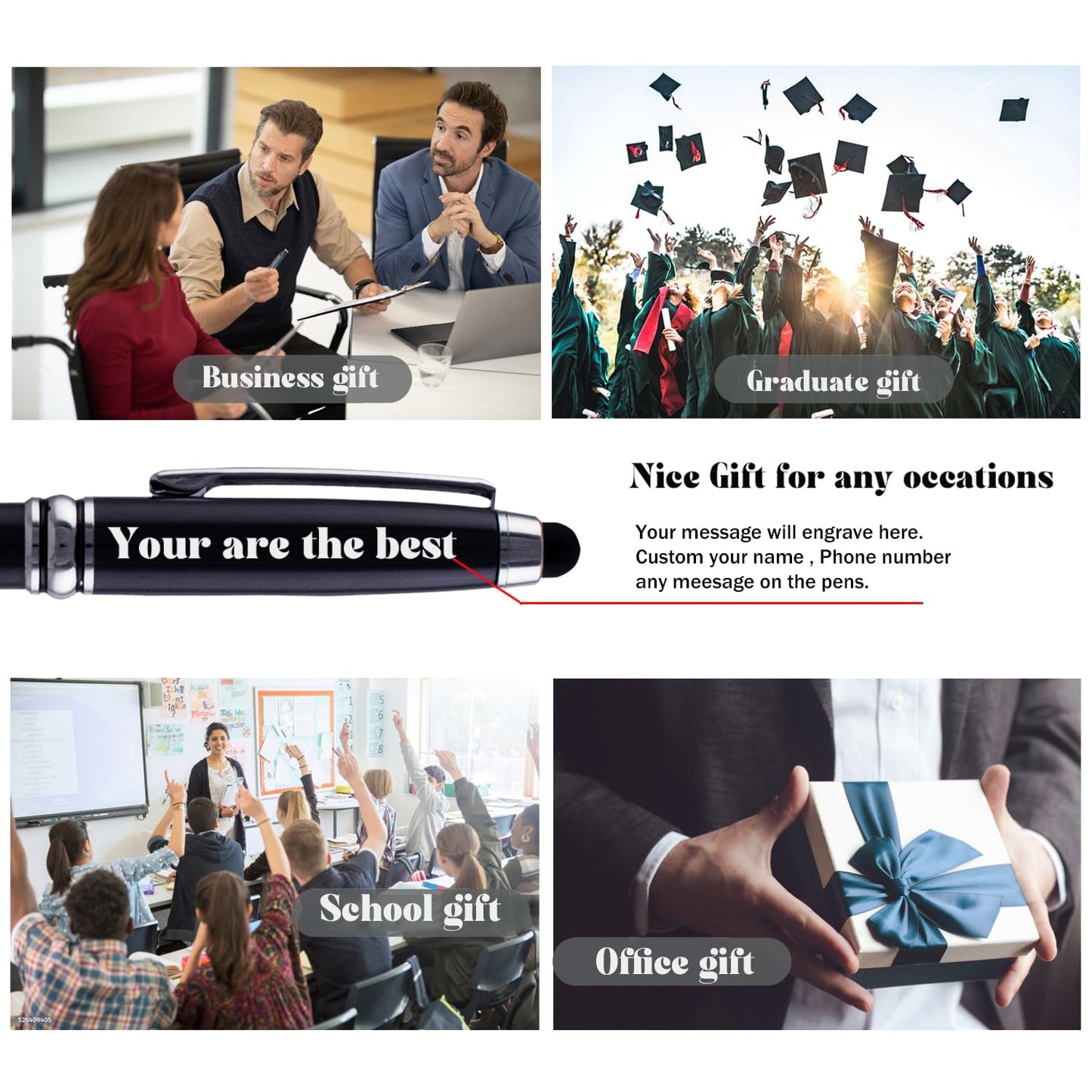 Hifox [Custom Pens] Personalized Gift Pens with Engraving, Executive Luxury Pen, Gift for Men and Women, Elegant Office Stylus Ballpoint Pens, Perfect Groomsmen Gifts.