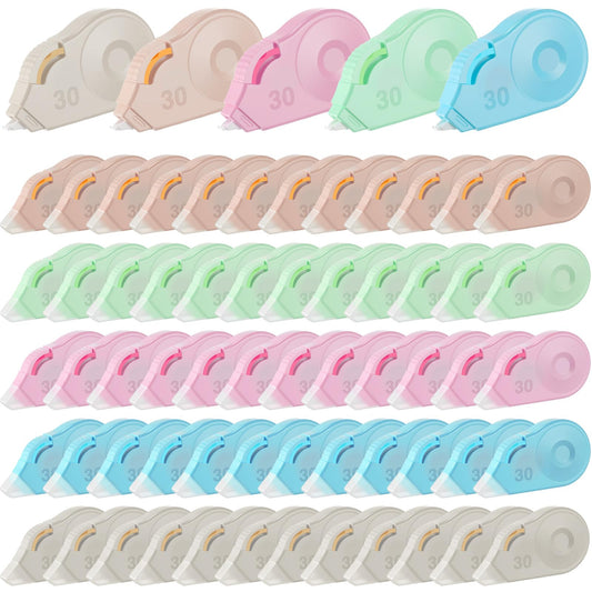 Jaloro 60 Pcs Colorful Correction Tape 39.4 ft White Wrong out Tear Resistant Bulk Easy to Use Roller Applicator for Office Note Journal Scrapbooking Home (Pastel)