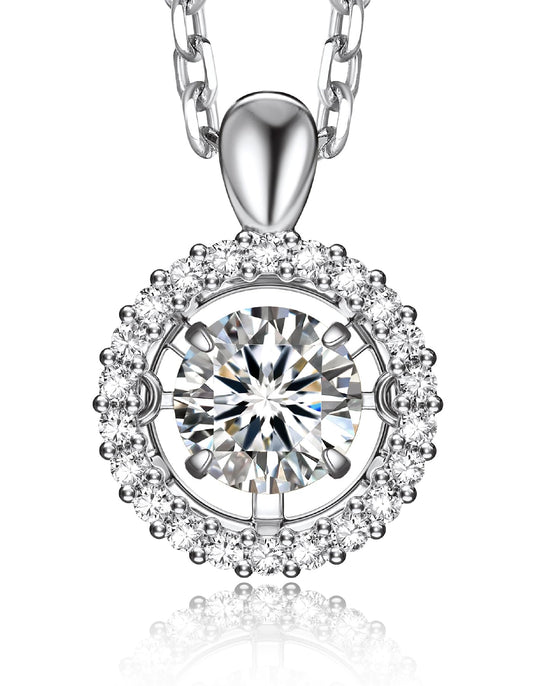 MomentWish 925 Sterling Silver Moissanite Necklace for Women 0.5Carat D Color VVS1 Moissanite Diamond Pendant Silver Accessories for Women Jewelry