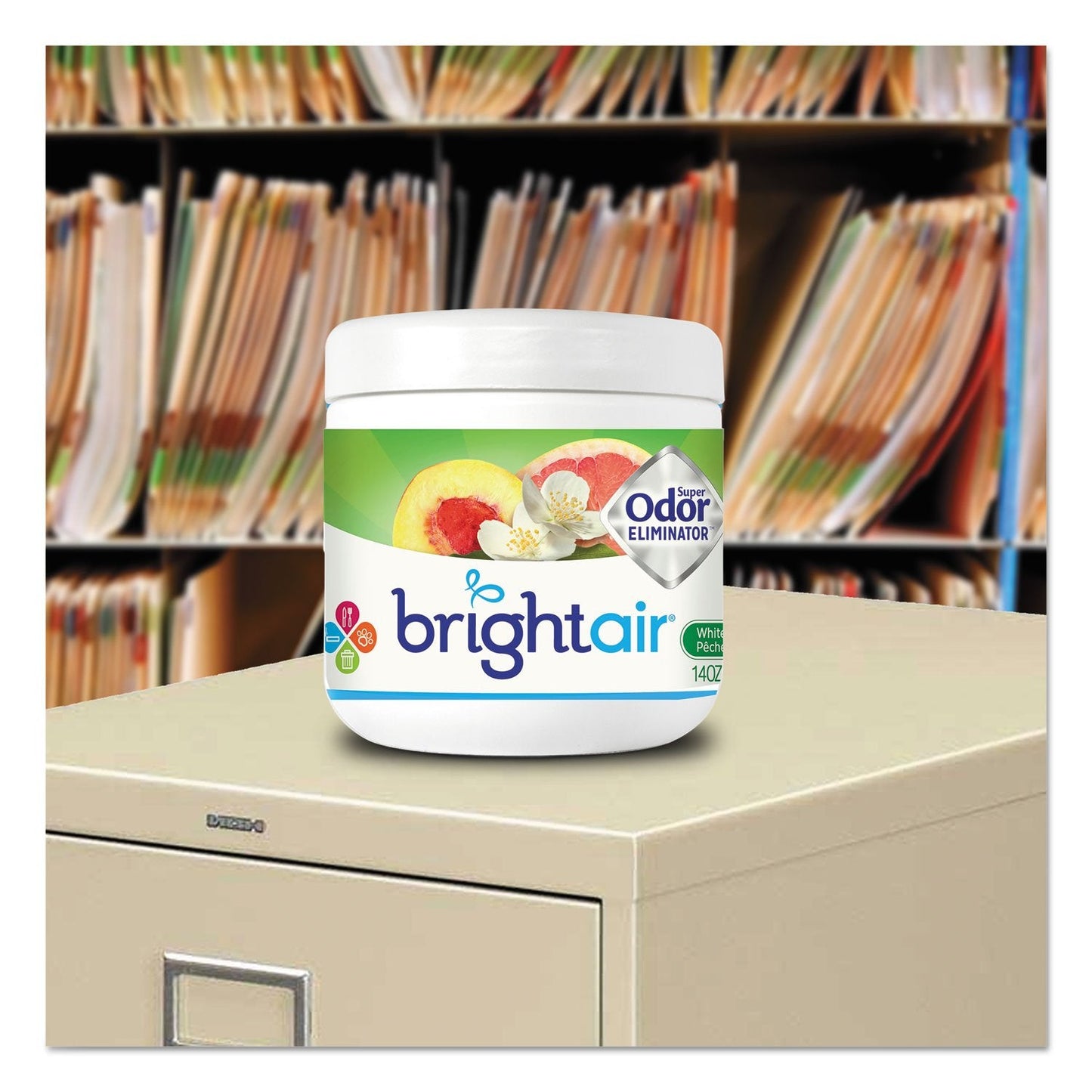 Bright Air Solid Air Freshener and Odor Eliminator, White Peach and Citrus, 14 Ounces