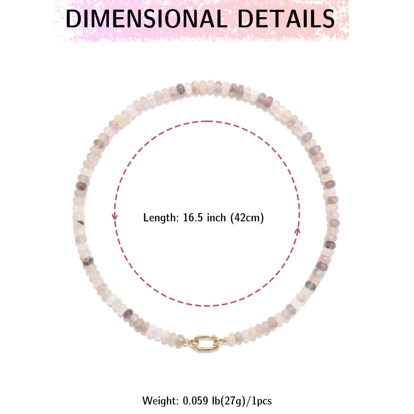 CONRAN KREMIX Light Gray Stone Beaded Necklace for Women,Natural Stone Bead Choker Necklaces Boho Summer Beach Necklace Gemstone Jewelry Gift for Women