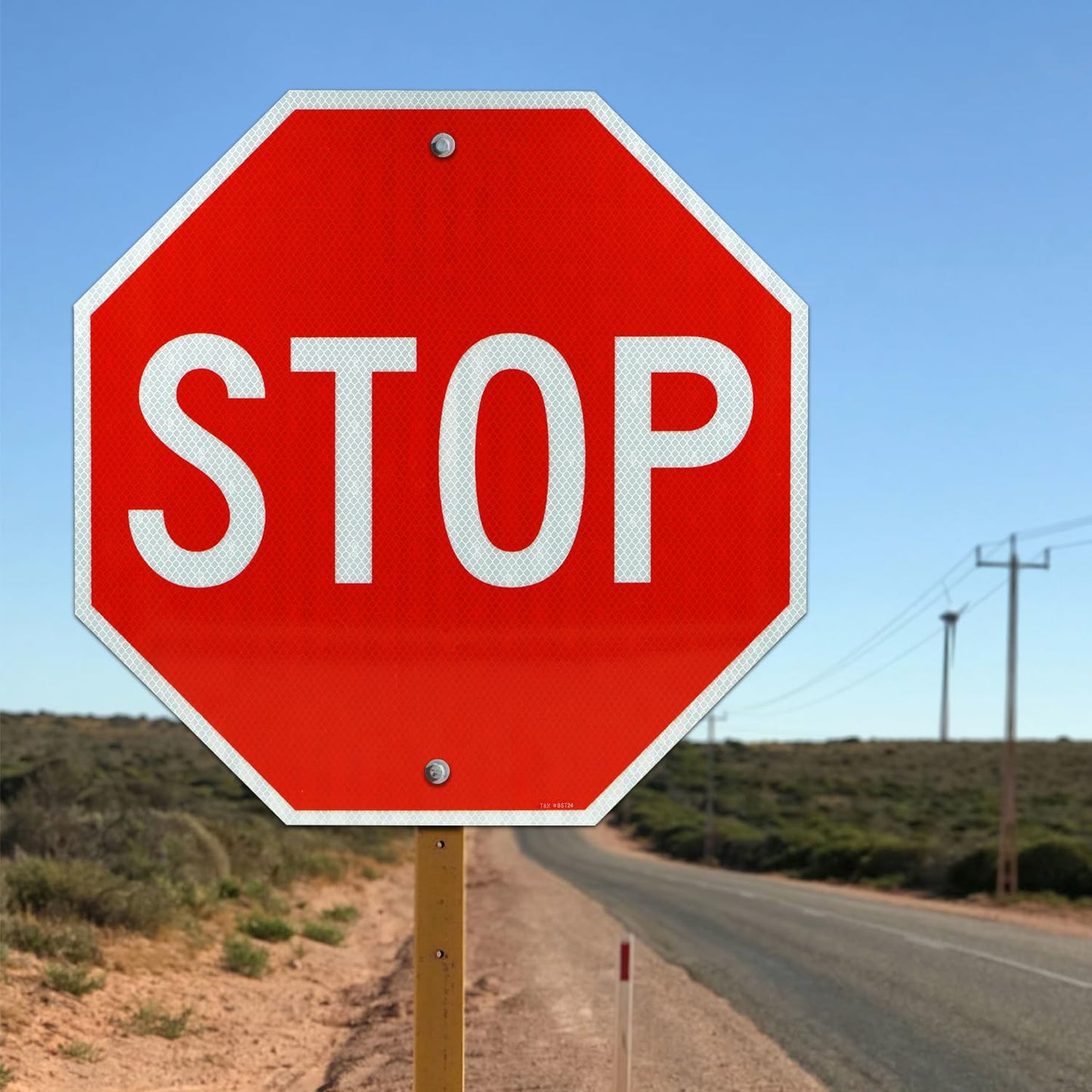 T&R (2 Pack) Large Stop Sign Street Road Sign 24 x 24 Inches. Engineer Grade Reflective Sheeting, Rust Free Aluminum, Weather Resistant, Waterproof, Fade Resistant, 2 Pre-drilled Holes