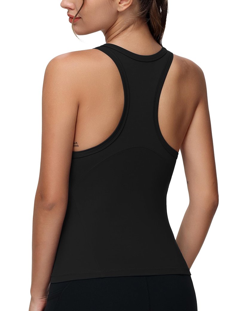 THE GYM PEOPLE Women's Racerback Workout Tank Tops Slim Fit Soft Sleeveless Yoga Shirts Black