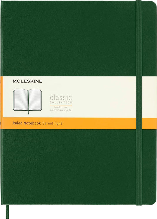 Moleskine Notebook, Extra Large, Ruled, Myrtle Green, Hard Cover (7.5 x 9.75)