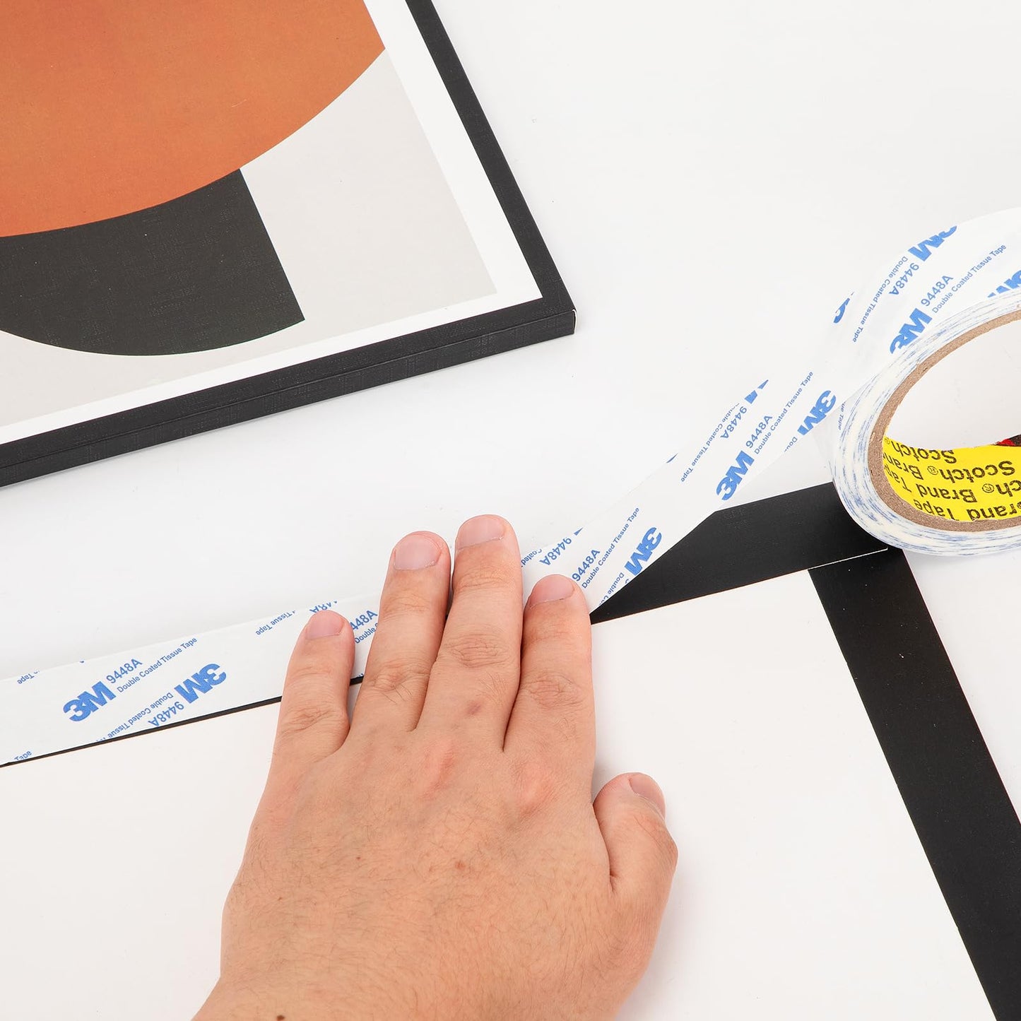 3M Double Sided Tape 1"×32.8Ft 2 Pack 9448A Double Coated Tissue Tape Adhesive Sticky Tape Translucent Removable for Foam Art Craft Nameplate Bonding