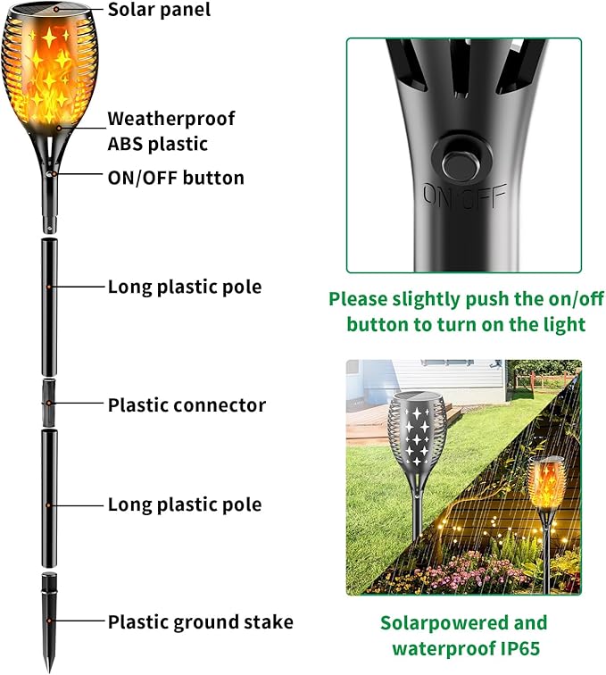 YoungPower Solar Outdoor Torch Lights Flicking Flame,Outdoor 43" Large Landscape Lighting Outdoor Path Lights Waterproof Flame for Garden Yard Patio, 4 Pack
