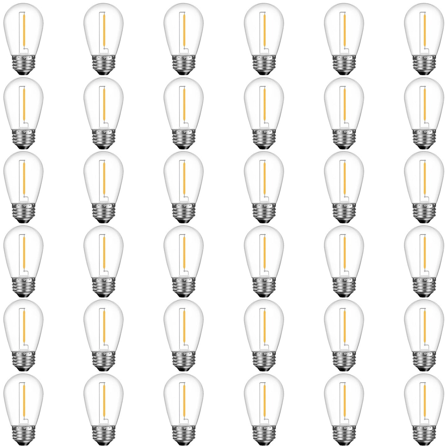 GvvooHome 36 Pack S14 LED Replacement Light Bulbs, Shatterproof Plastic 1W Outdoor String Light Bulbs for Patio, Garden, Waterproof, E26 Regular Medium Screw Base, Warm White