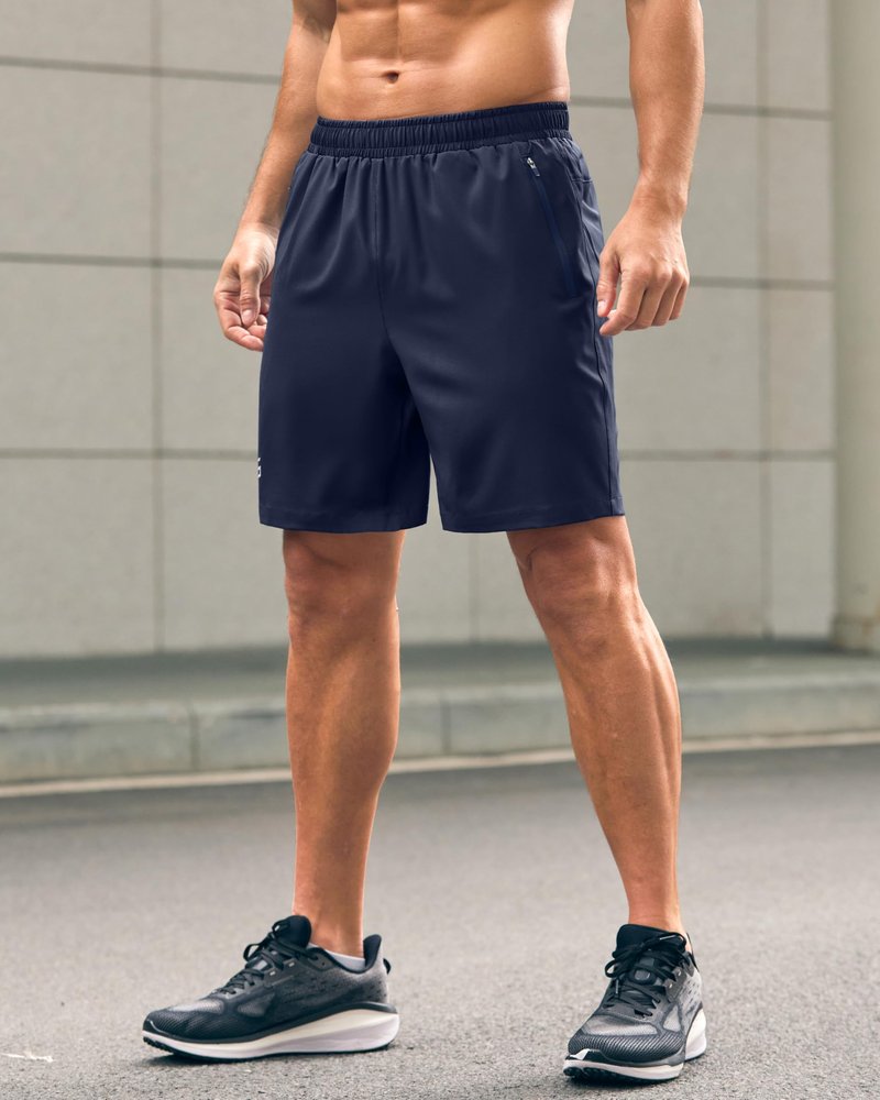G Gradual Men's Athletic Running Shorts with Zipper Pockets Quick Dry 7"/ 5"/ 9" Workout Gym Shorts for Basketball Hiking(Navy,7XL)