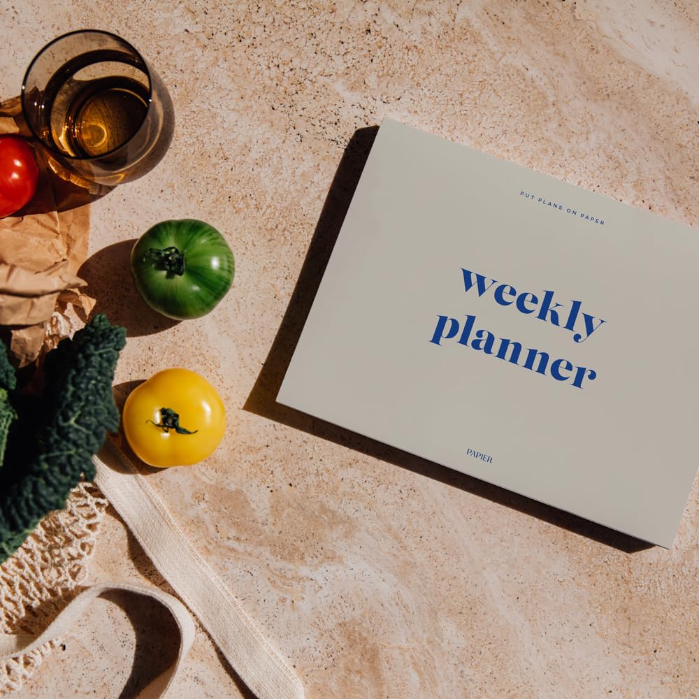 Papier Joy Weekly Desk Planner - Beige | 1 Page Per Week | Weekly Plan Section & Next Week Notes | TearOff Design | Table Top Office Essentials | 52 Sheets | Undated | Time Management & Organizer Gift