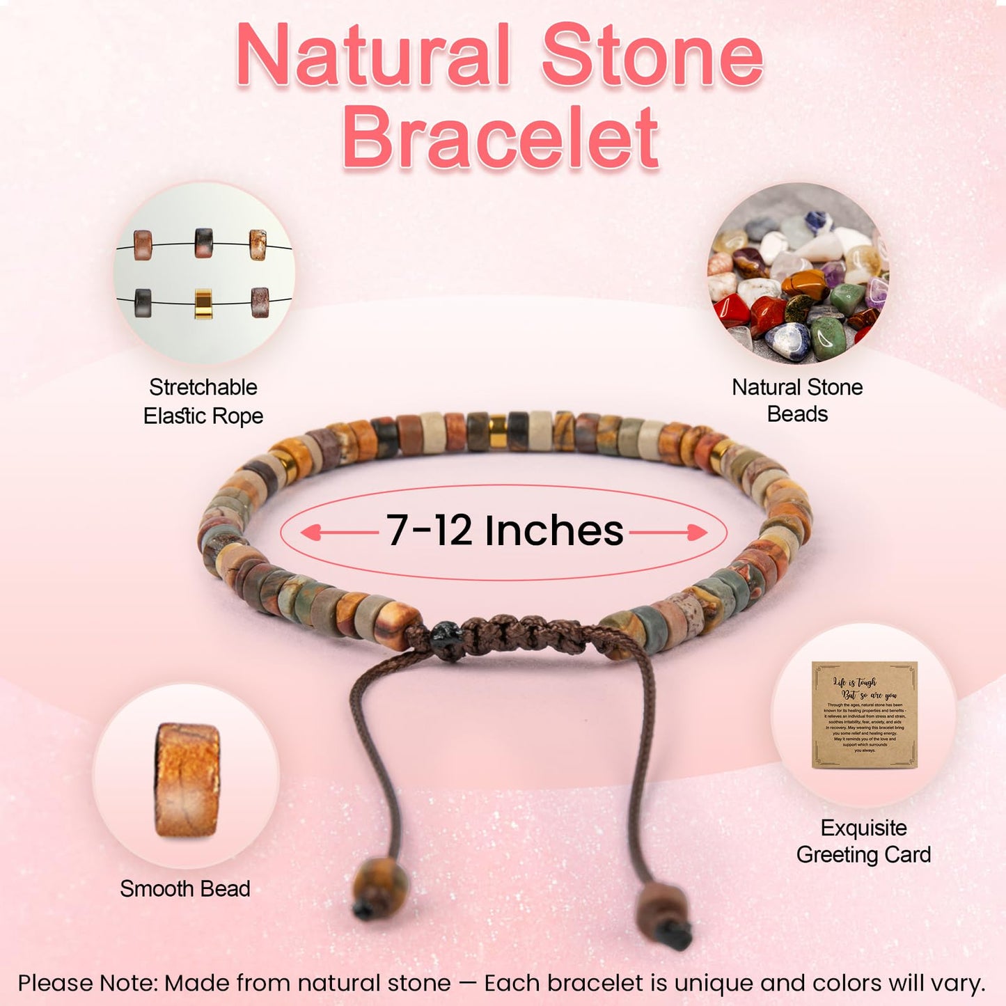 ZOKCC Inspirational Gifts Bracelets for Women: Healing Natural Stone Bracelets - Birthday Christmas Day Friendship Gifts for Women Friends Sister Bestie - Thank You Gift for Teacher Coworker
