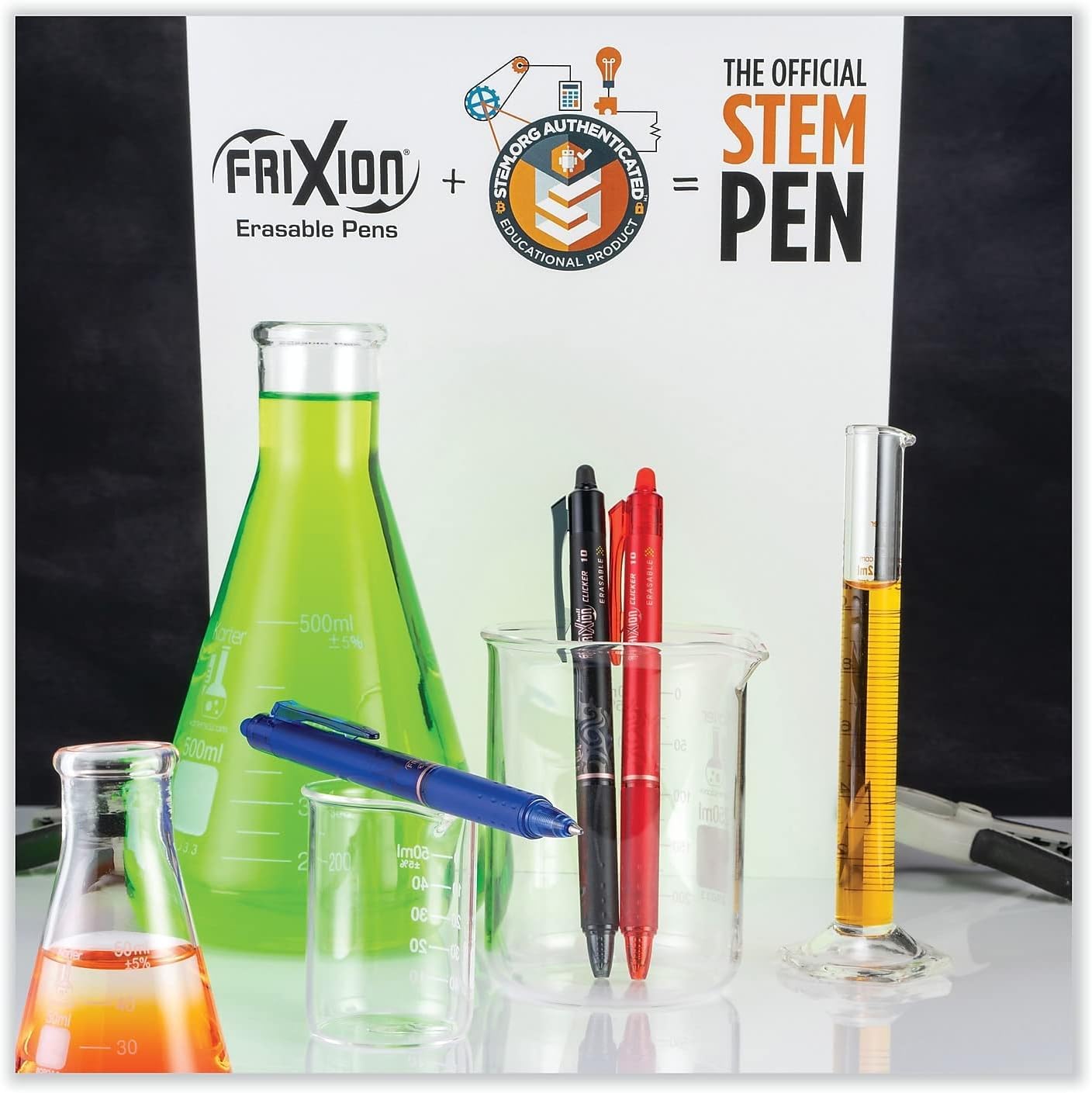 Advantage Gifts FriXion Clicker Retractable Erasable Gel Pen, Black, Bold Point, 6-pk; Bundle with Plastic Reusable Pouch