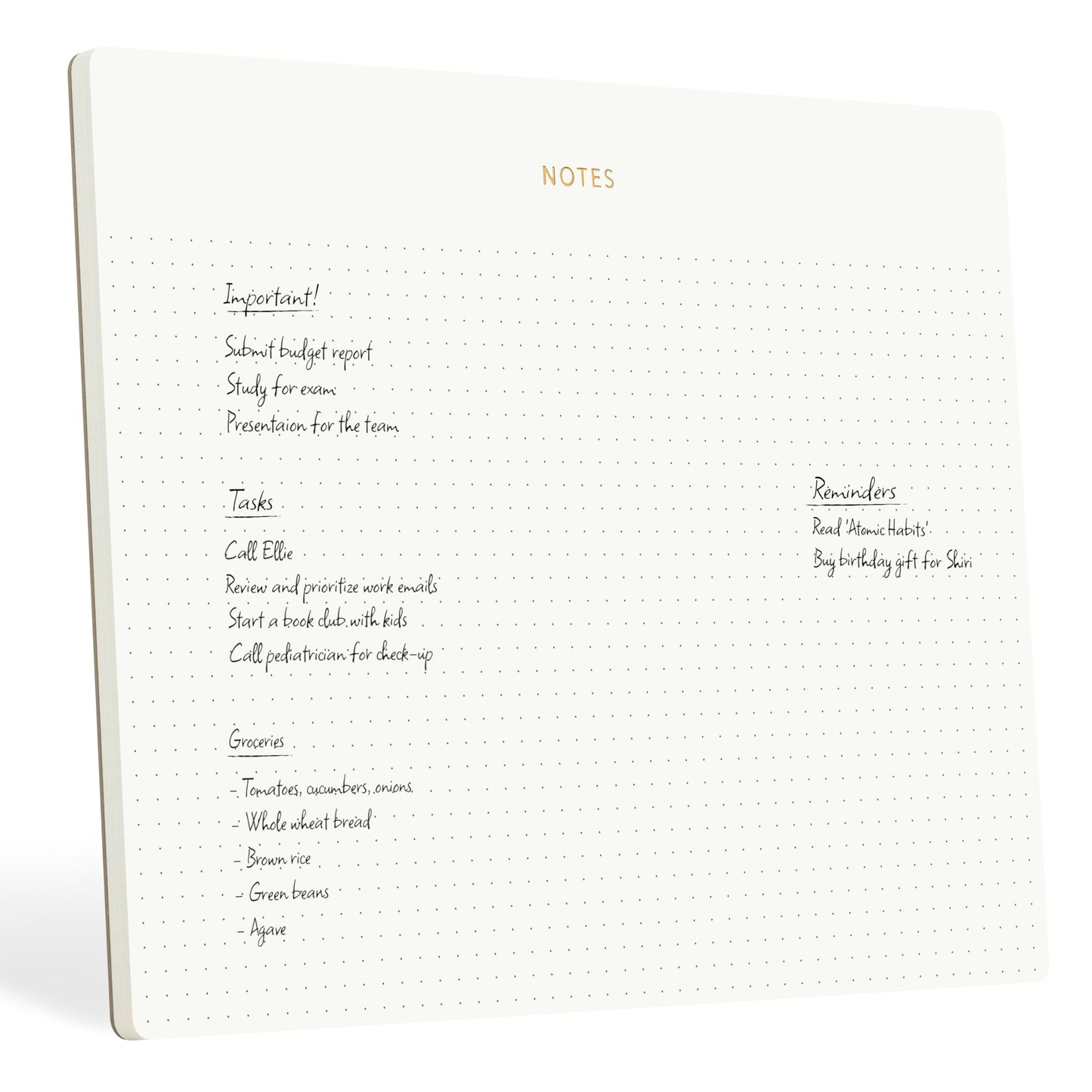 Pinesman - Mouse Pad Notepad for Professionals, 9.8" x 7.9", 50 Sheets, Minimalist, Gold Foiled, Dotted Layout, Executive's Desk Note Pad, To Do List Notepad, Eco-friendly, FSC™ Certified Planner Pad