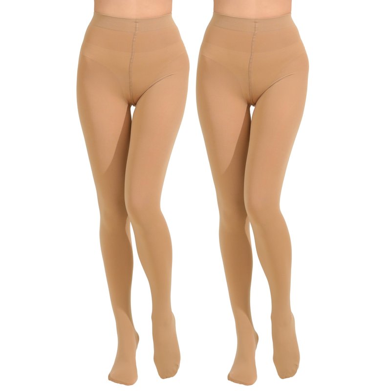 Paralinda 2 Pairs Women's Solid Color Tights 80D, Soft Opaque Microfiber Tights (Nude, S/M)