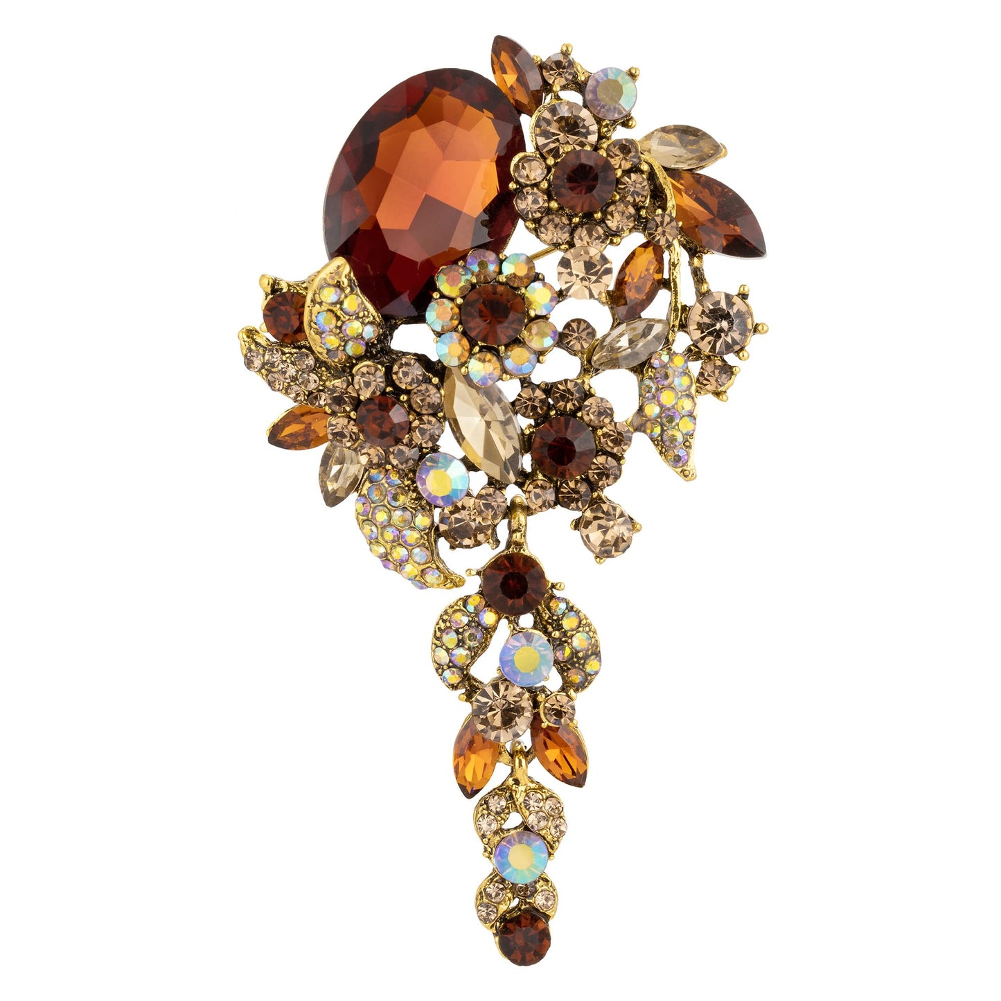 SELOVO Long Brown Flower Brooch Pin for Women Wedding Party Brooch Pendant