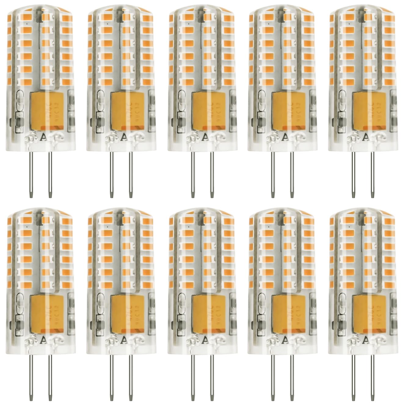 AIMEOKO G4 LED Bulb 12V Bi Pin Base Replace 20W Halogen Bulbs for Home and Landscape Lighting Non-dimmable, 3W Warm White 2700K, 10 Pcs