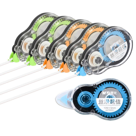 M&G 12Pcs 39 Ft Tape, Correction Tape Tear Resistant Whiteout Tape Easy to Use Instant Bulk Cool Transparent Dispenser for Classroom Office, Black