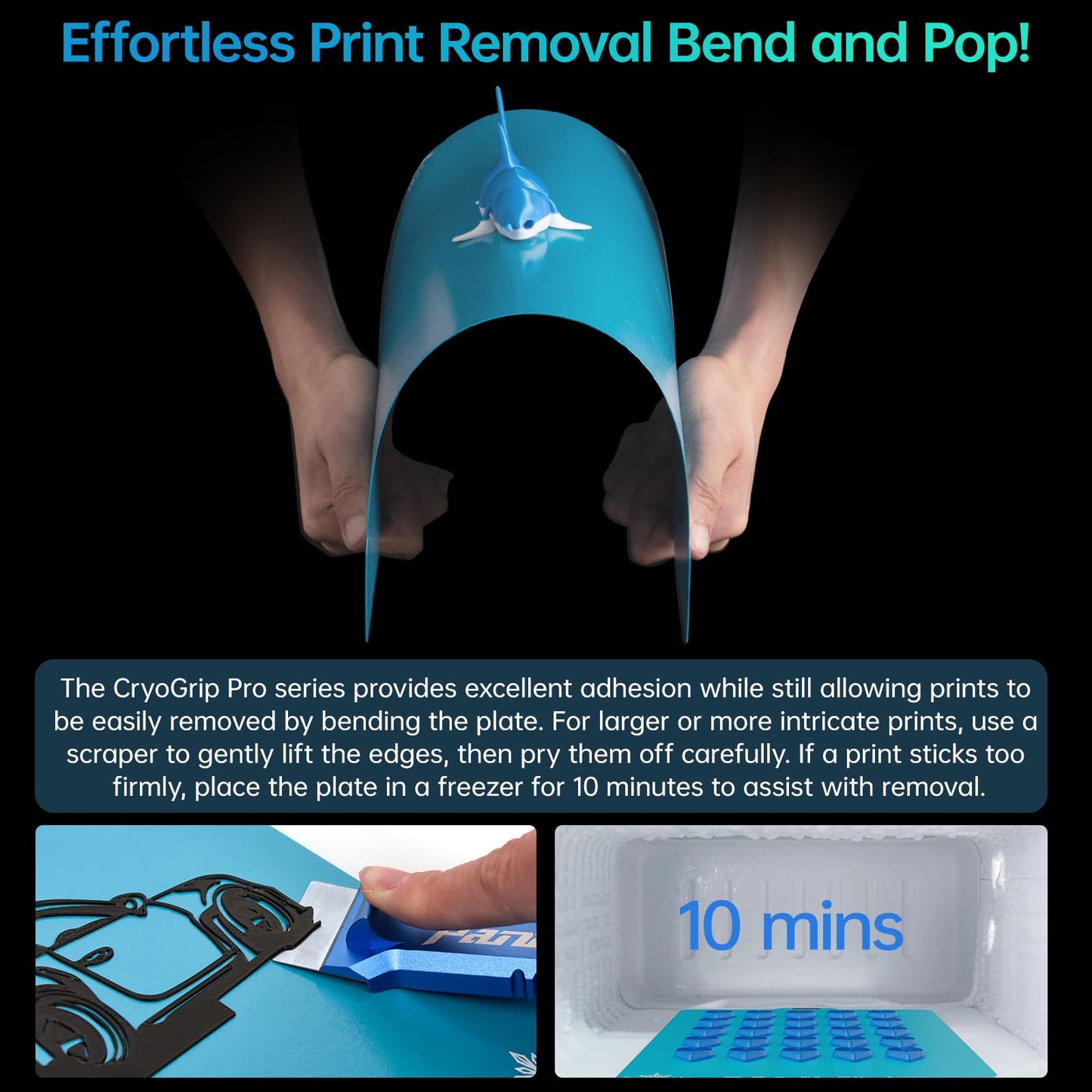BIQU Cryogrip Pro Frostbite for Bambu-Lab H2D/H2S 3D Printers Cold Build Plate 355x346MM Double Sided Strong Adhesion Spring Steel Sheet Room Temperature Print Upgrade Removable Heated Bed Cover