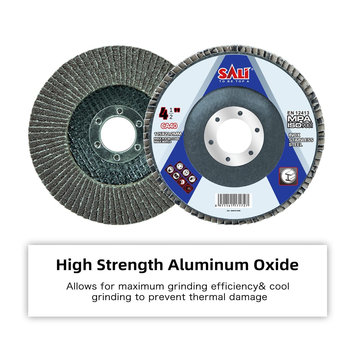 Sali 48 Pack Flap Disc 40 Grit 4.5" x 7/8-Inch Sanding Disc Bevel Type #29 Premium and Industrial Grade Angle Grinder Grinding Wheel High Performance Edge Grinding
