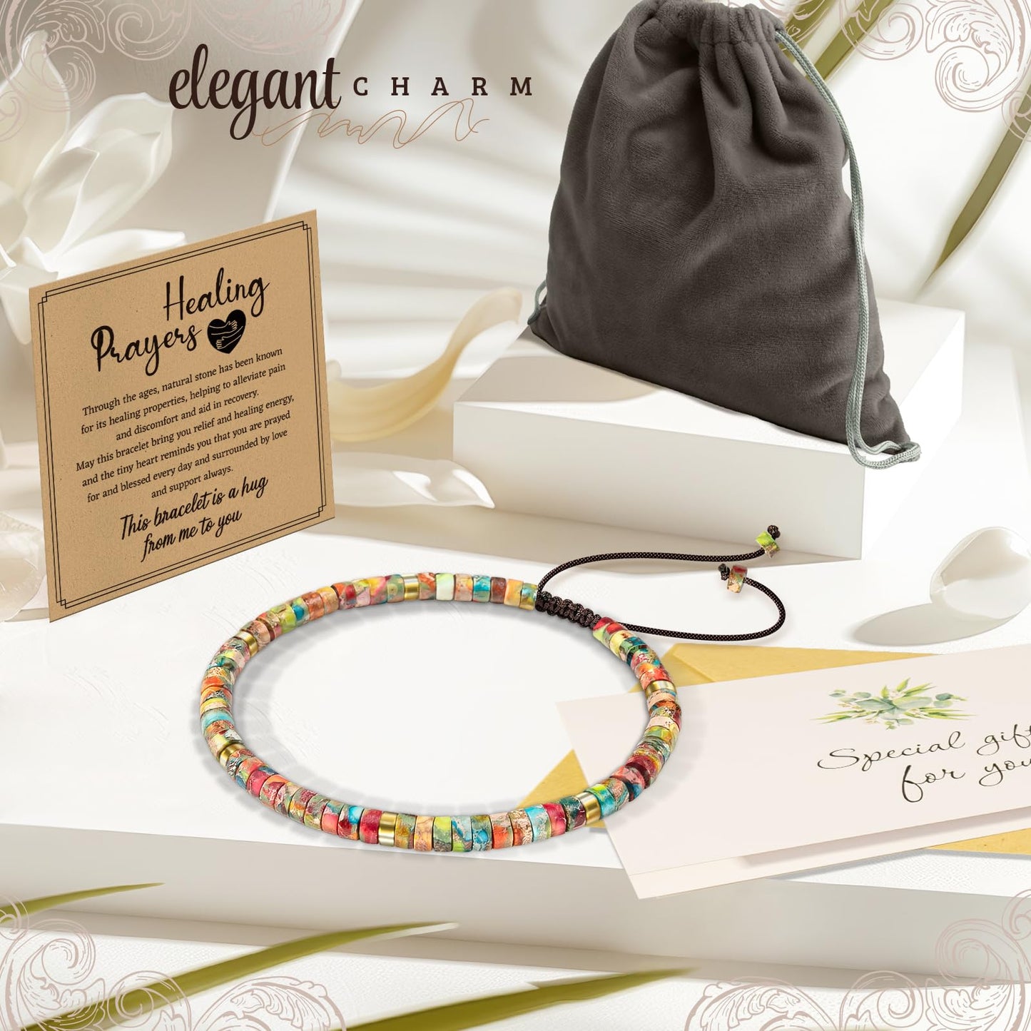 ZOKCC Cheer Up Bracelets Gifts for Women - Healing Natural Stone Bracelets - Inspirational Friendship Gifts for Women Friend Sister Bestie BFF