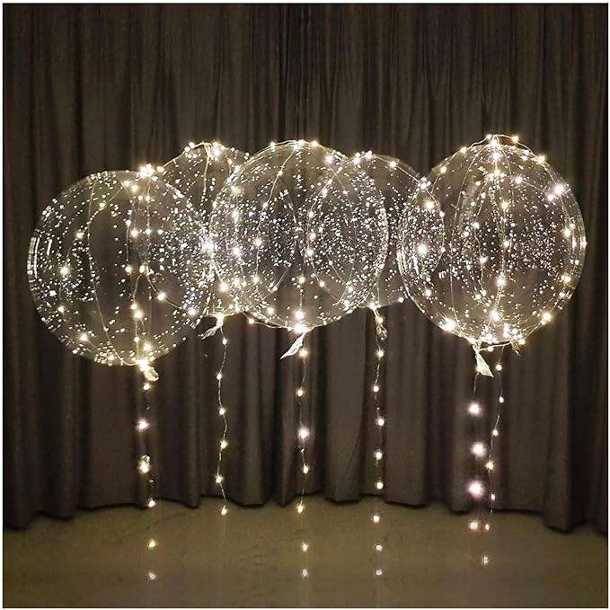 Lightsfever warm white led balloons with batteries, wedding proposal decorations clear transparent for helium or air, birthday party, halloween decor