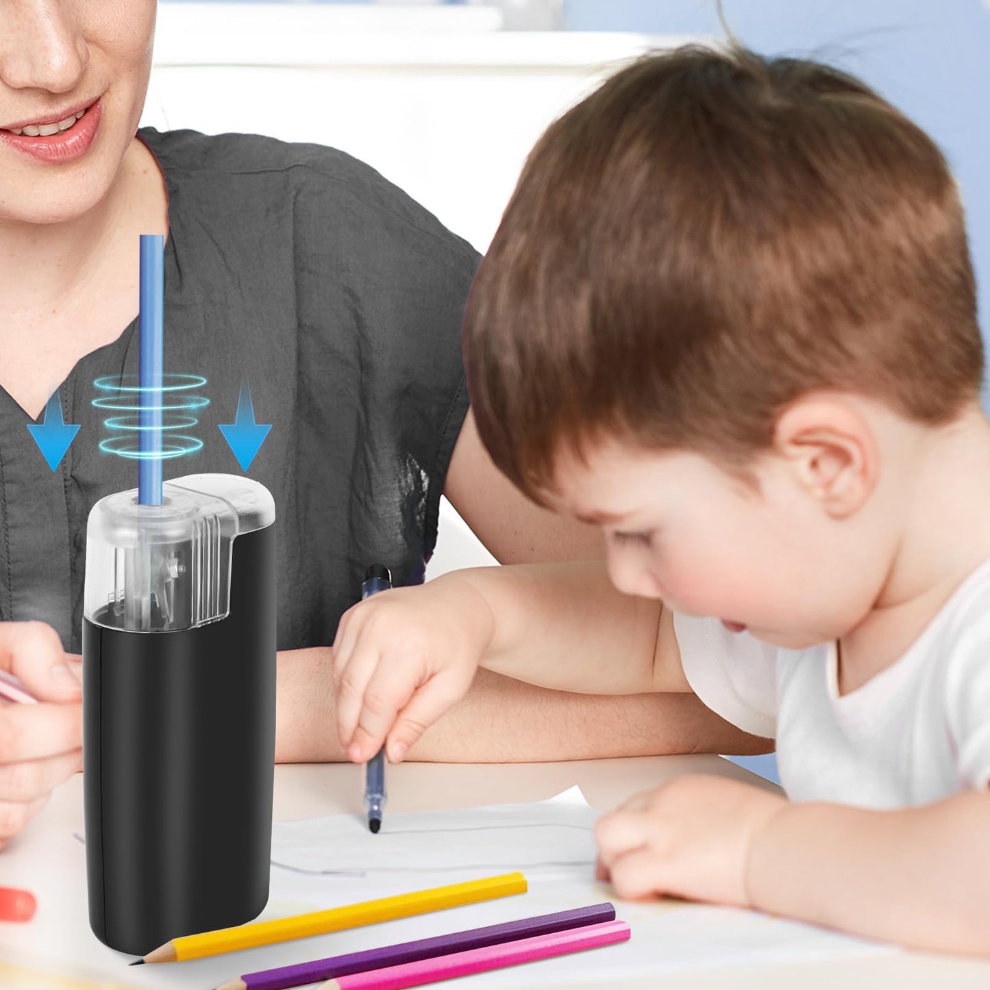 Portable Battery-Powered Electric Pencil Sharpener – Compact Design for Easy Use at Home, School, or Office – Ideal for Standard Pencils (Black)