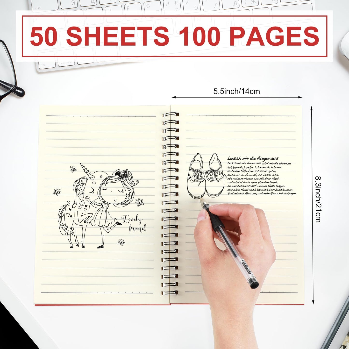 Yahenda 72 Pcs Spiral Notebook Bulk A5 Journal Lined 8.3'' x 5.5'' Writing Composition Paper Small Notepad Subject Notebook for Students Office Business Back to School Supplies (Red)