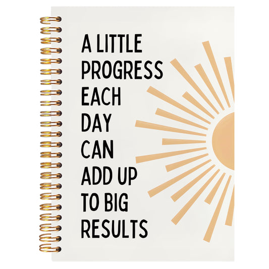 BearCake Boho Sun Inspirational Motivational Notebooks Journal,Mental Health Gifts, a Little Progress Each Day Can Add Up to Big Results Notebooks,Boho Sunshine Notebook,Spiral Notebook 5.5x8.3