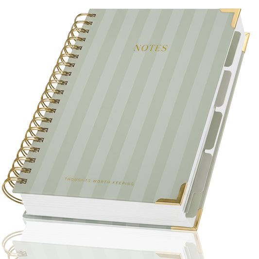 Aesthetic Thick Spiral Notebook With Tabs - Premium Journal For Women Size B5 - College Ruled Note Book With 300 Lined Pages and Dividers - Perfect For Writing And Staying Organized at Work or School