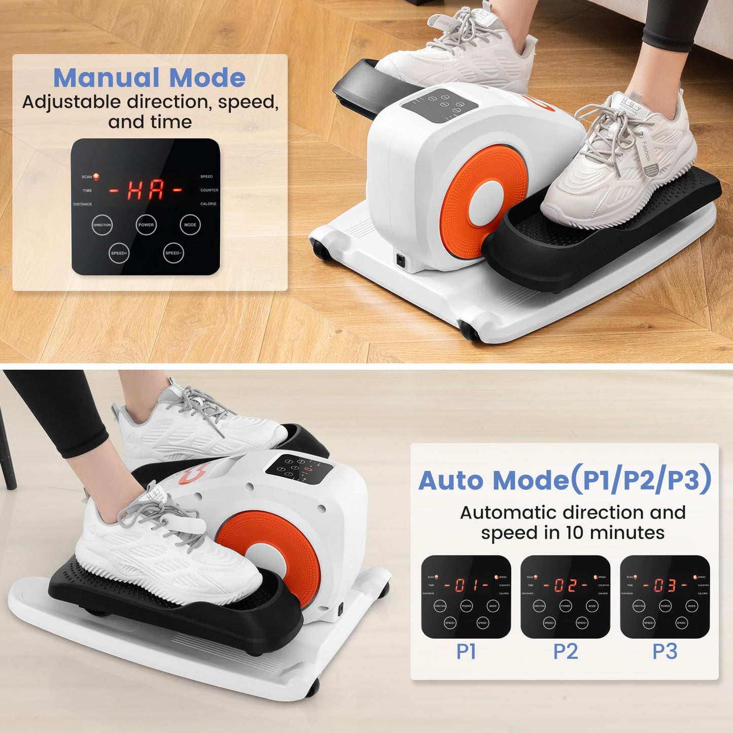 Goplus Under Desk Elliptical Machine, Electric Seated Pedal Exerciser with LED Display Monitor, Remote Control, Portable Fully Assembled Ellipse Leg Exerciser for Seniors Adults Home Office (Black)