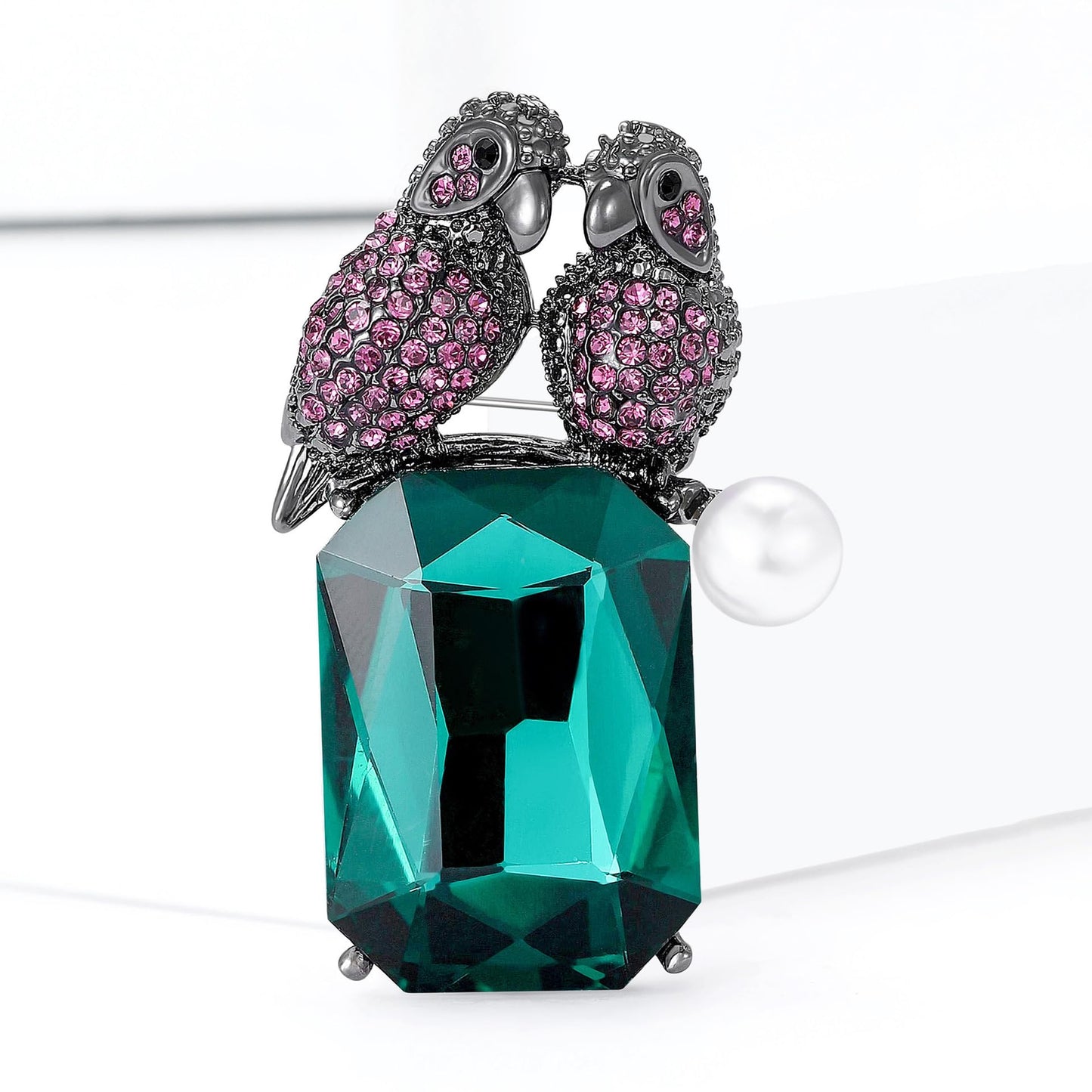 Parrot Brooch for Women Green Rhinestone Parrot Pin Animal Brooch