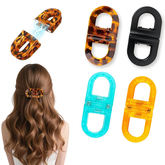 4Pcs Magnetic Hair Clips for Women, Strong Hold No-Slip Magnetic Clips for Hair, Gentle Styling Accessories for All Hair Types Seamless 2-in-1 Quick Snap Design