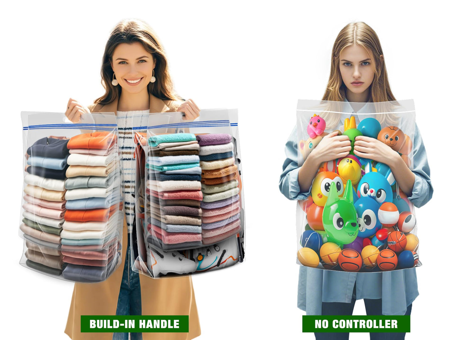 25 Gallon Jumbo Storage Bags, 3.5 Mil Thick Clear Plastic Zipper Bags with Handles, 35" x 24" Extra Large XL Heavy Duty for Home, Travel, and Moving (5 Packs)