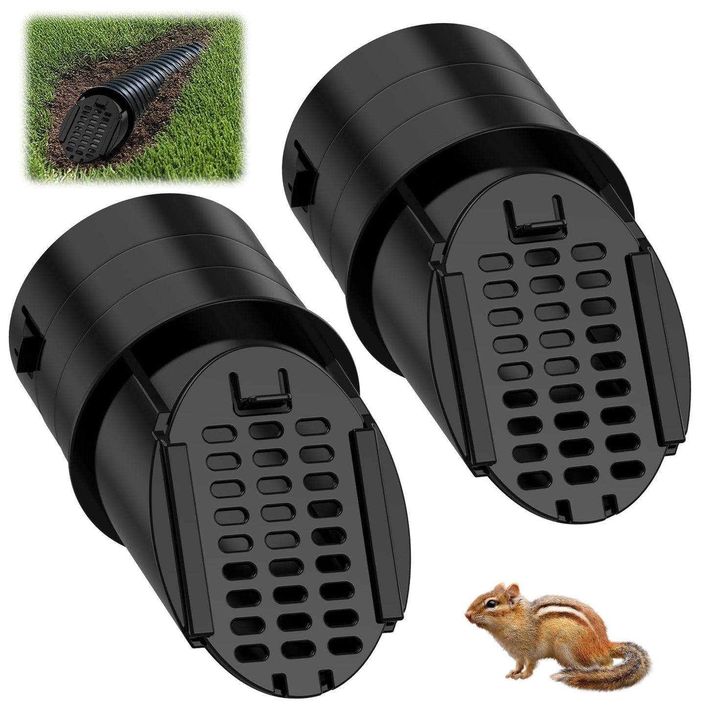 2 Pack 4" Gutter Downspout Extensions, Rain Diverter, Drainage Grate Yard Drain, Drain Emitter for Sump Pump Discharge & Downspout Extensions, Fit 4" SCH 40, 4" SDR 35, 4" Corrugated Pipe-Black