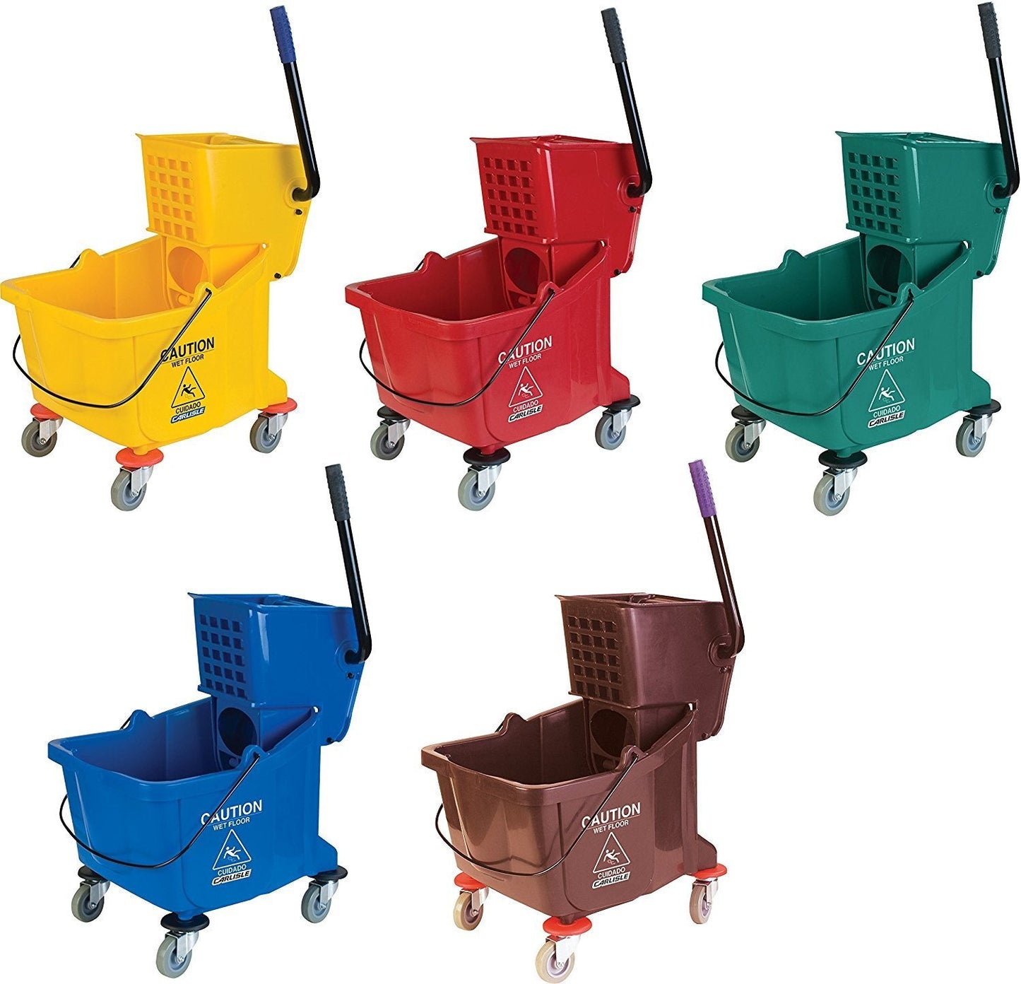 SPARTA Commercial Mop Bucket with Side Press Wringer, Floor Cleaning Essentials for Commercial and Home Use 26 Quart Capacity, 1 Count, Yellow