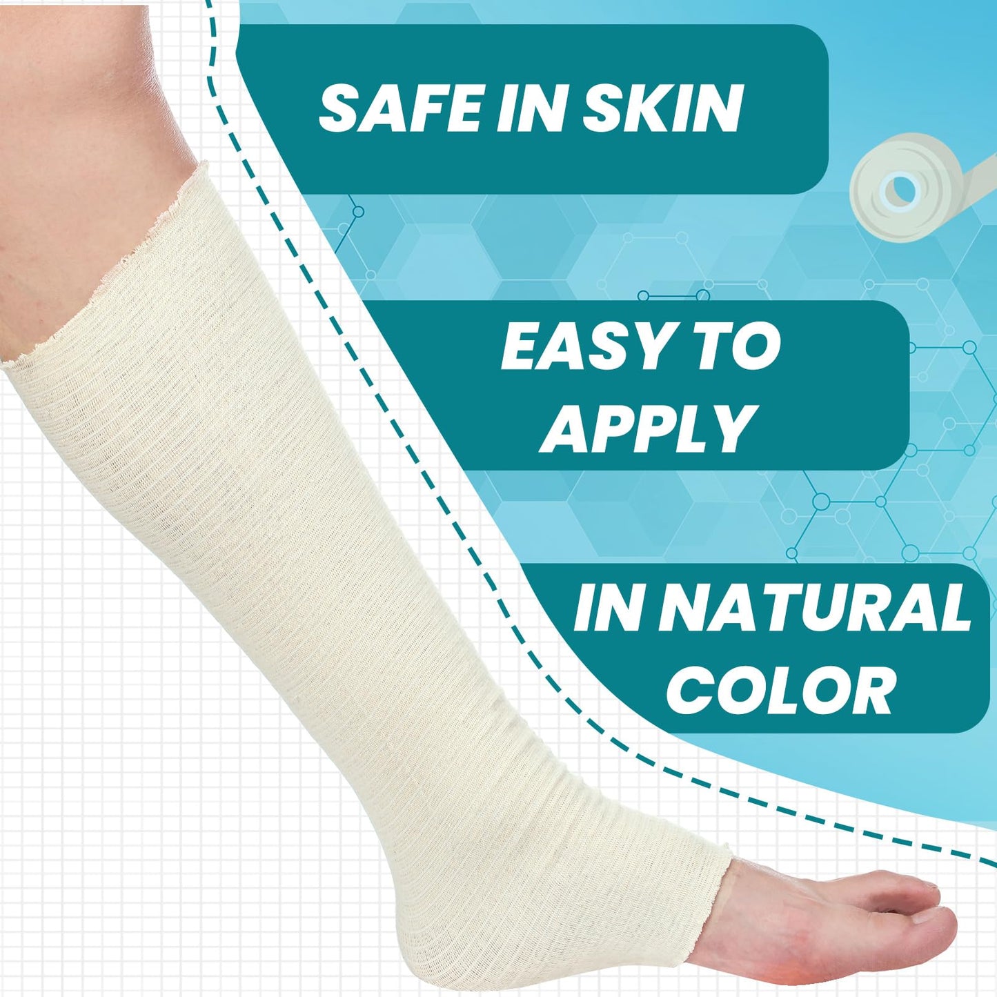 Tondiamo Cotton Tubular Stockinette Gauze Roll Tubular Arm Stocking Elastic Leg Stockinette Tubing Compression Tube Sleeve Bandage for Comfort Wear Sweat Absorbent(4 Inch X 25 Yard)