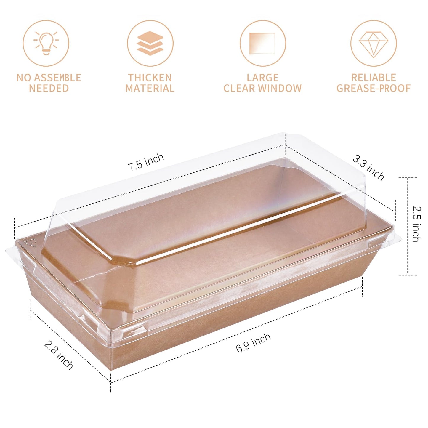 Ocmoiy Charcuterie Boxes with Clear Lids, 50 Pack Kraft Bakery Boxes, Cookie Boxes, Small Treat Boxes for Pastry, Sandwich, Cupcakes, Strawberries, Dessert To Go Containers