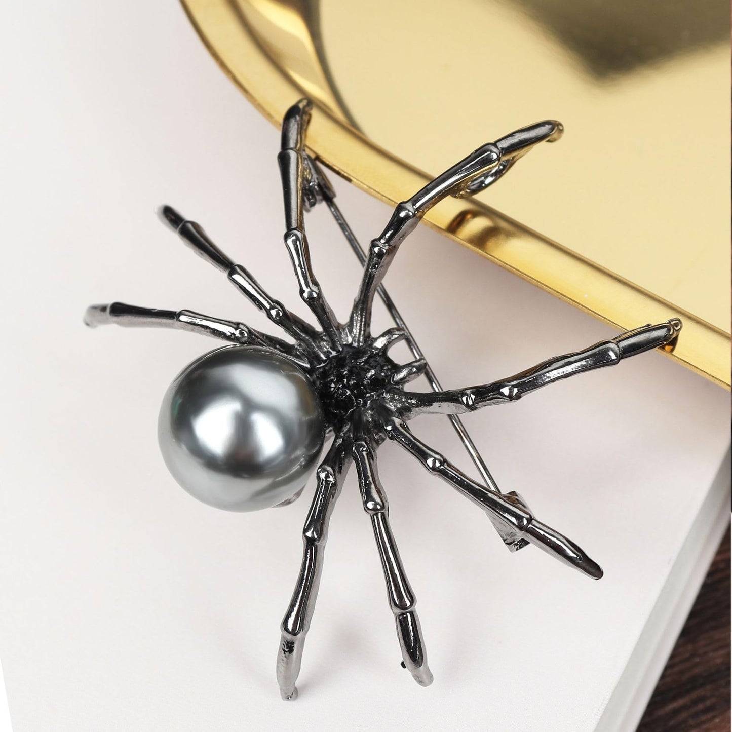 Pearl Spider Brooch for Women Black Spider Brooch Zircon Spider Pin Birthday Mother's Day for Mother Daughter Girlfriend