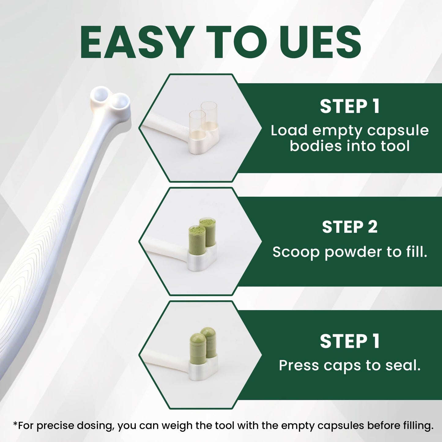 CAPSLogist Capsule Scoops 2 Pack, Tools for Filling Capsules, Empty Pill Capsule Filler for Supplements Powdered, Suitable for Size 000