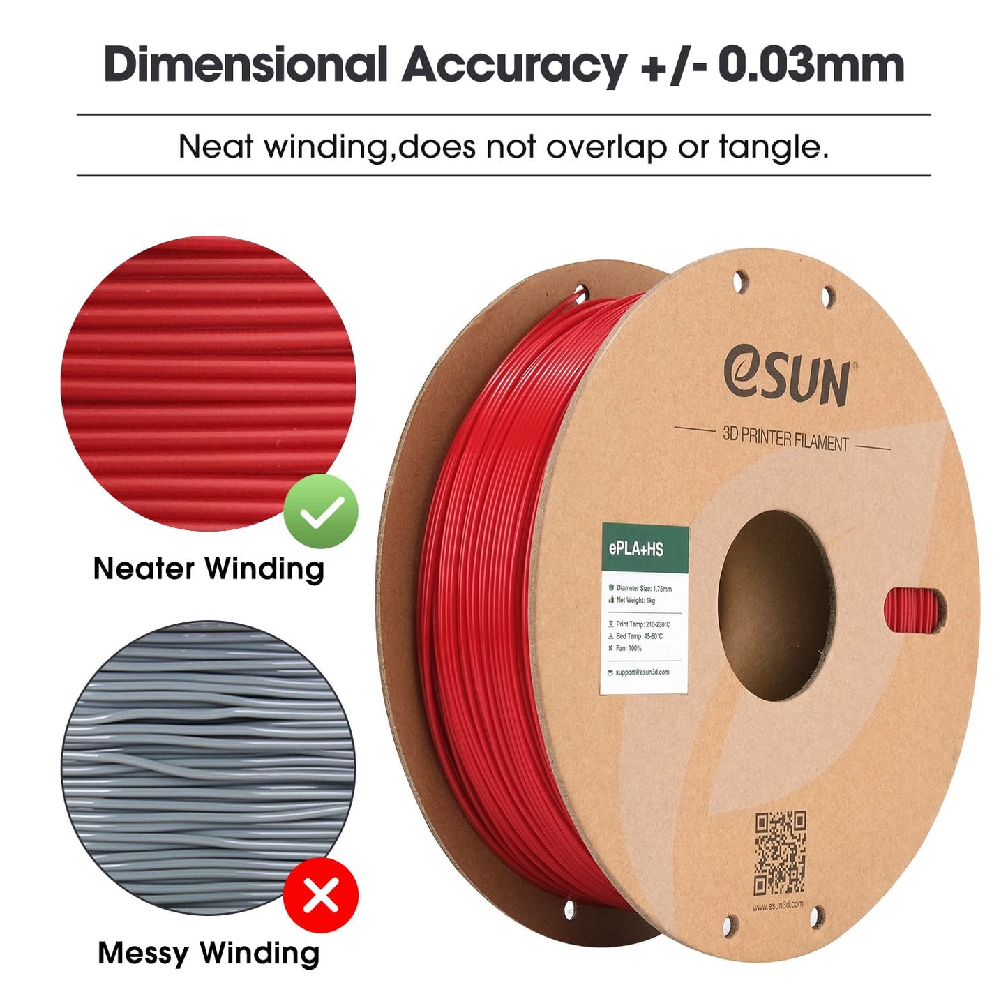 eSUN High Speed PLA+ Filament 1.75mm, 3D Printer Filament Speedy PLA Plus for Fast Printing, 1KG per Spool, 2 Spools 3D Printing Filament, Fire Engine Red