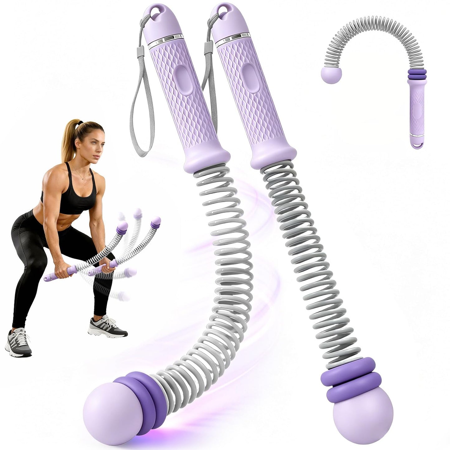 Poonoo Ropeless Battle Ropes Portable Weighted Fitness Equipment Cordless Exercise Rope for Home Gym, Strength Cardio Weights Workout Training, Fitness Gear for Men Women Fitness Trainer Workout