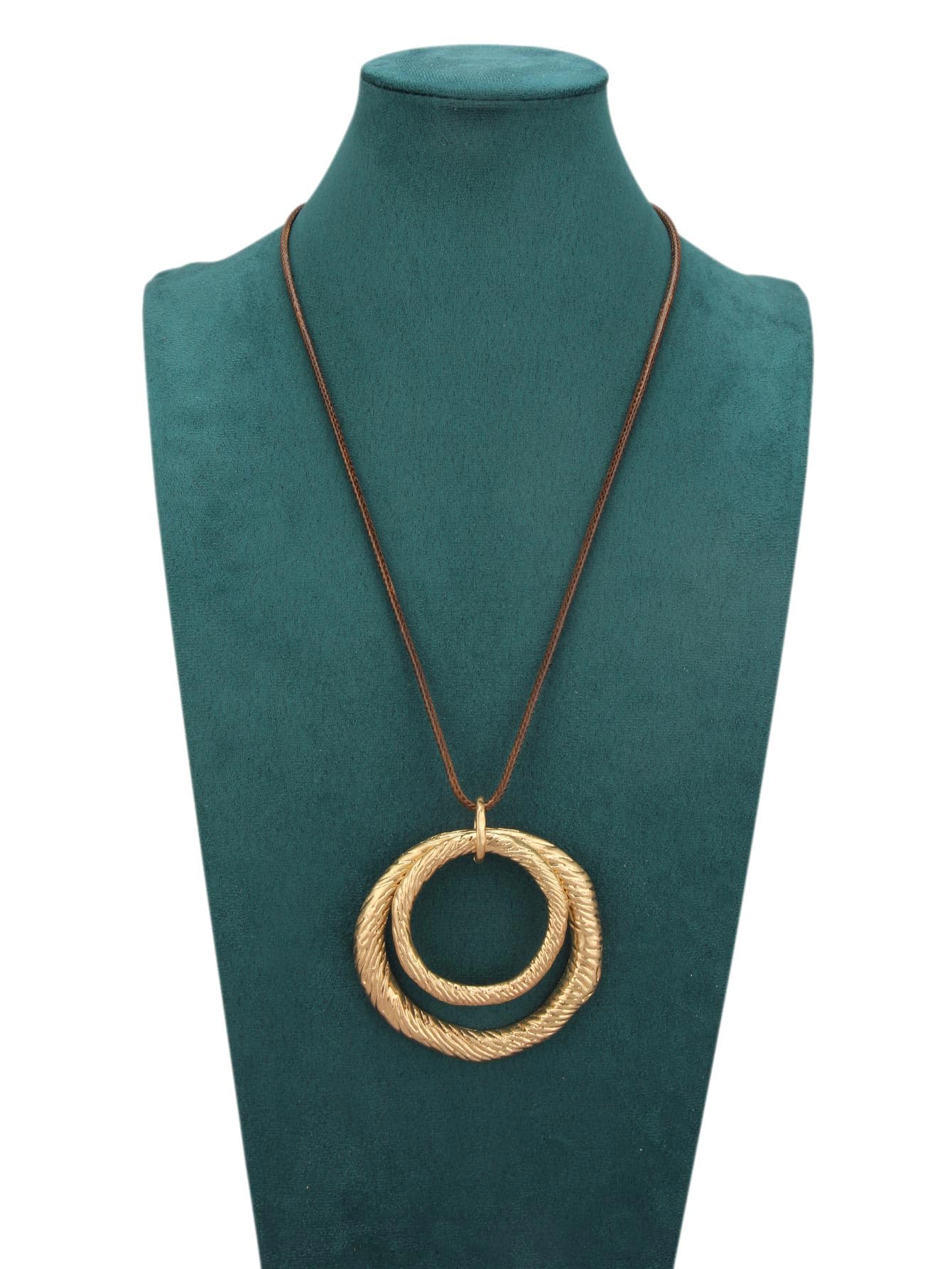 joymiao Long Boho Necklace for Women Funky Boho Pendant Necklace Chunky Gold Double Pendant Vintage Hippie Jewelry