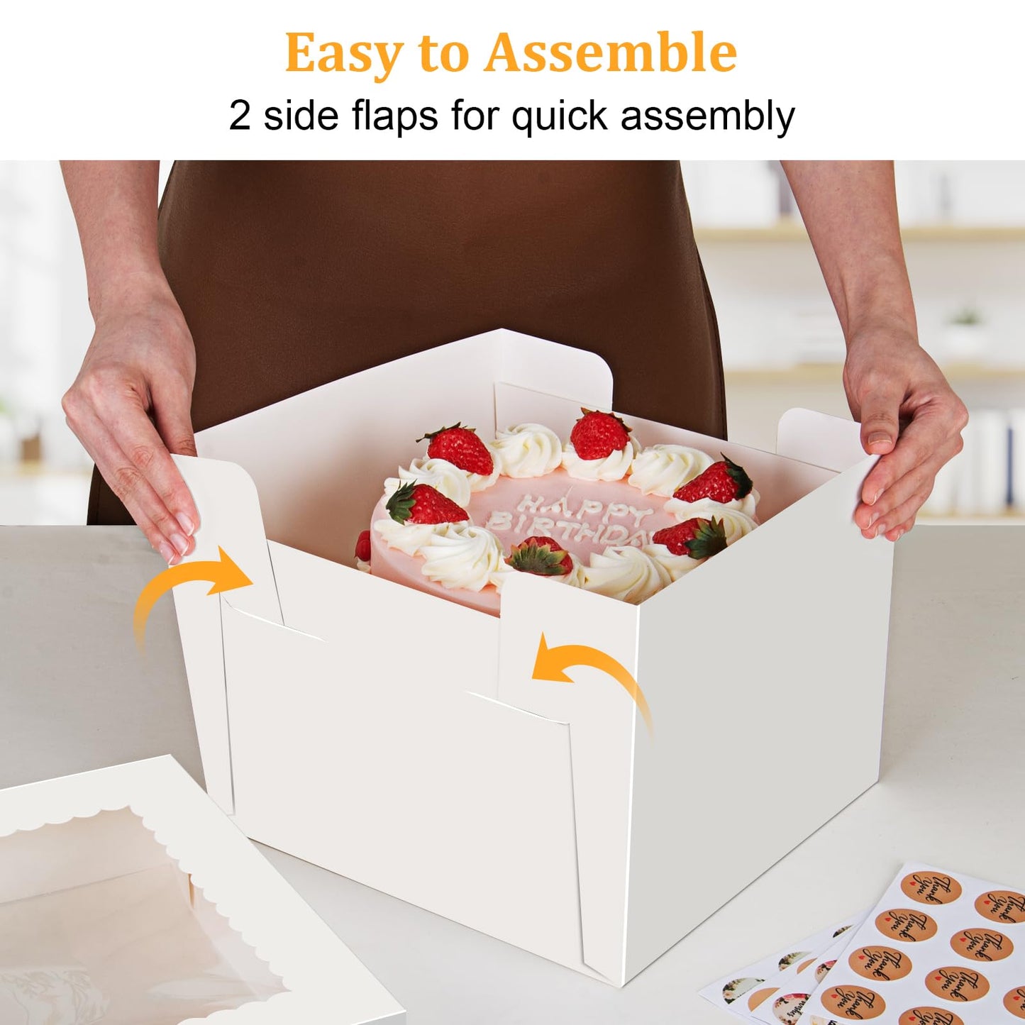 15 PCS Cake Boxes 10 Inch, 10x10x10 Tall Cake Box, 10 Inch Cake Box with Window, White Bakery Boxes, Large Baking Boxes, Cajas Para Pasteles, 10x10 Cake Boxes for Birthday, Wedding, Party, Business