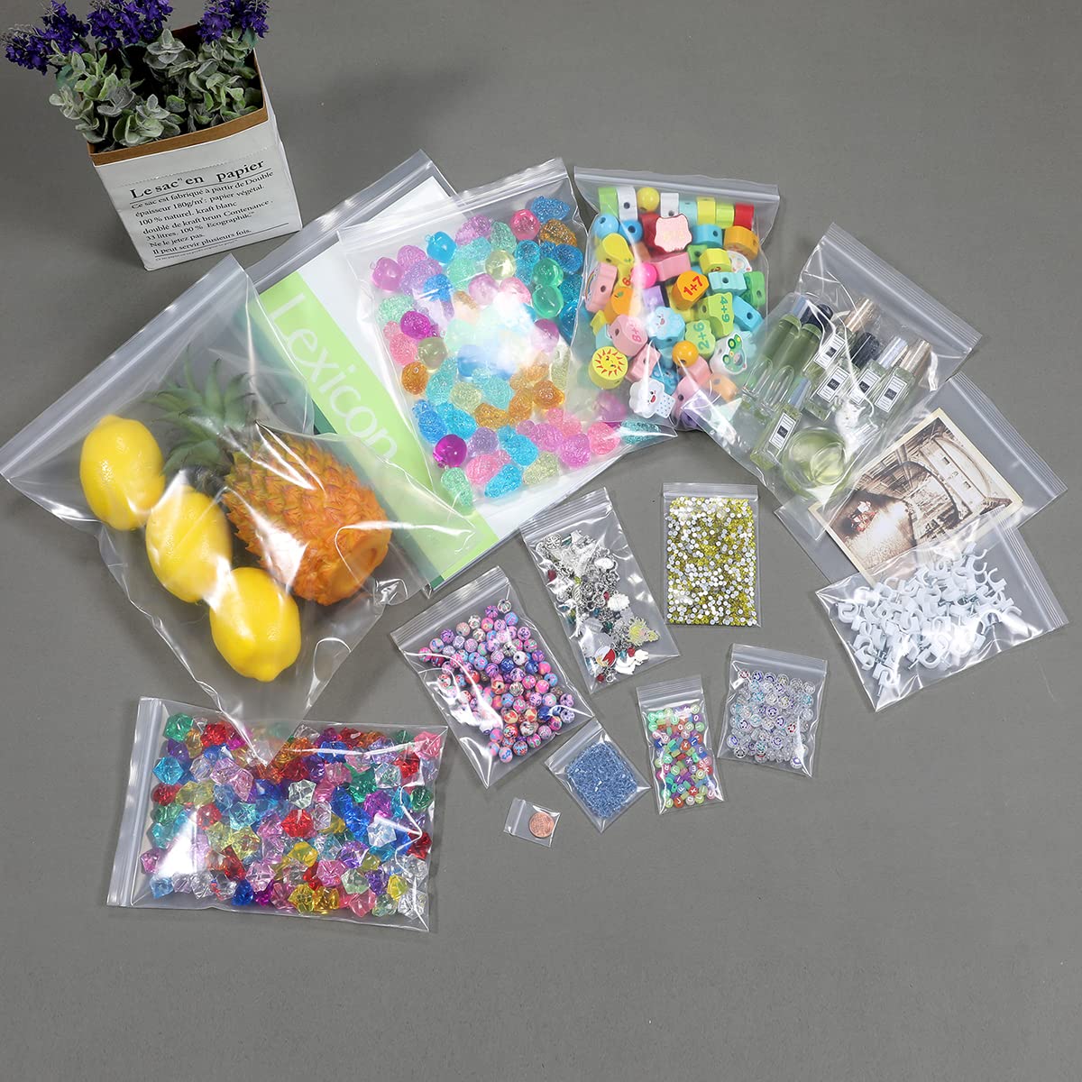 Somoga 50 PCS 10" x 13" Clear Thick 5 Mil Zip Poly Lock Plastic Bags Reclosable Zip Seal Bags Heavy-Duty Seed Food Storage Zipper Bag