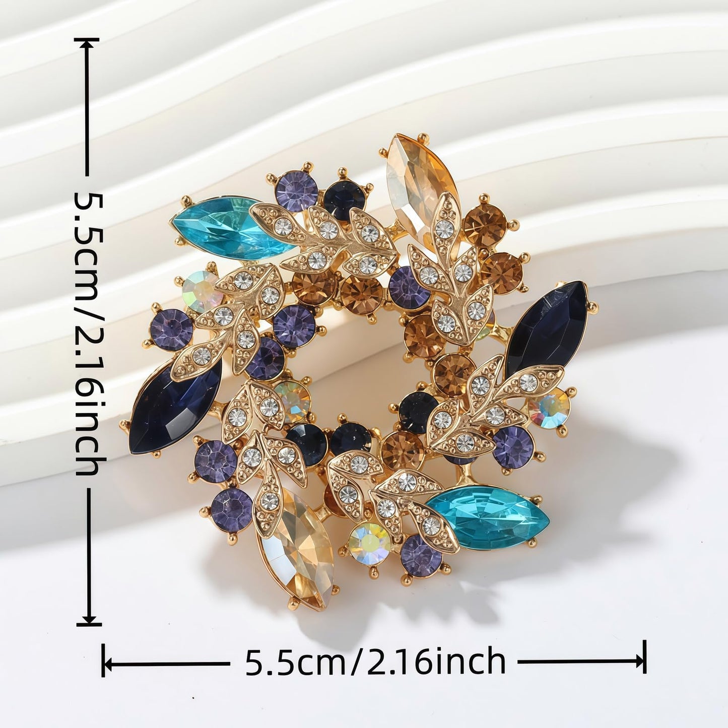 Yaximhozz 2pcs Rhinestone Brooch Pin for Women Dress Elegant Stylish Crystal Brooches Fashion Accessories Pins Lapel Boutonniere Ideas Wedding Christmas Birthday Jewelry Easter Gift (09 Blue Colorful/Silver)